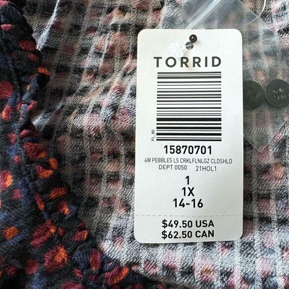 NWT Torrid (1) Crinkle Gauze Cold Shoulder Tie-Front Top - Picture 6 of 8